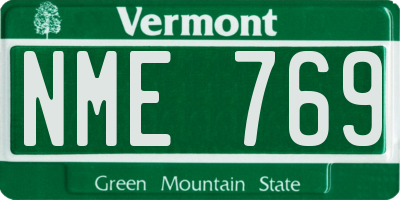VT license plate NME769