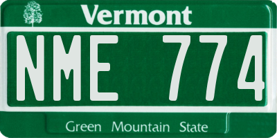 VT license plate NME774