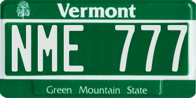 VT license plate NME777