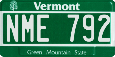 VT license plate NME792