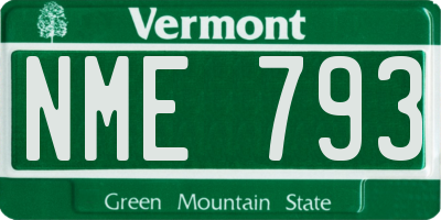 VT license plate NME793