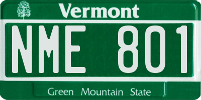 VT license plate NME801
