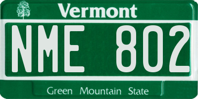 VT license plate NME802