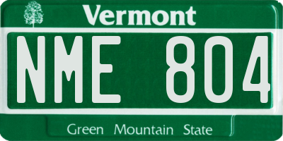 VT license plate NME804