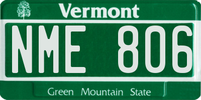 VT license plate NME806