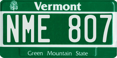 VT license plate NME807