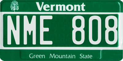 VT license plate NME808