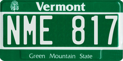 VT license plate NME817