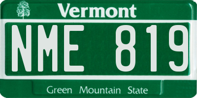VT license plate NME819