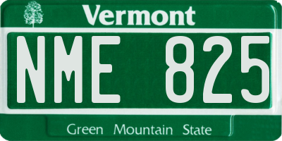 VT license plate NME825