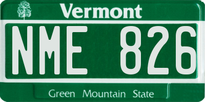 VT license plate NME826
