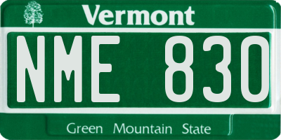 VT license plate NME830