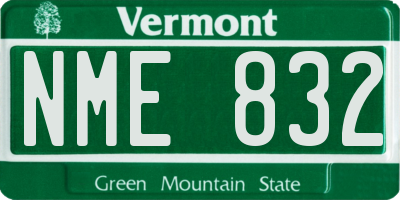 VT license plate NME832
