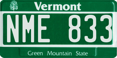 VT license plate NME833