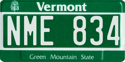 VT license plate NME834