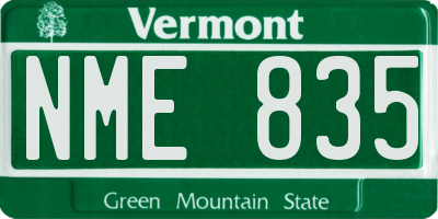 VT license plate NME835