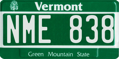 VT license plate NME838