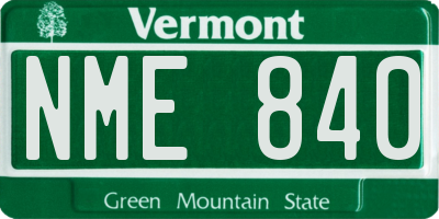 VT license plate NME840