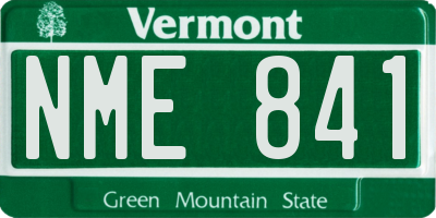 VT license plate NME841