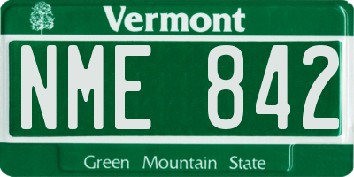 VT license plate NME842