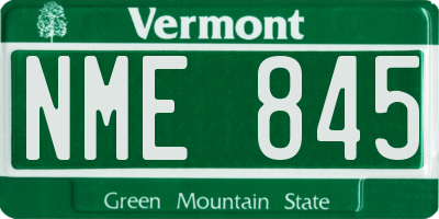 VT license plate NME845
