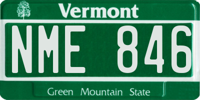VT license plate NME846