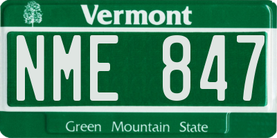 VT license plate NME847