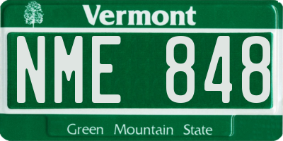 VT license plate NME848