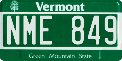VT license plate NME849