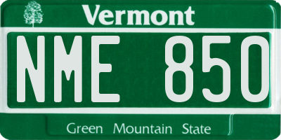 VT license plate NME850
