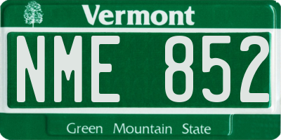 VT license plate NME852