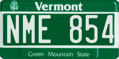 VT license plate NME854