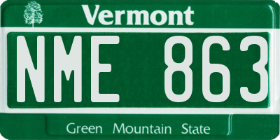 VT license plate NME863