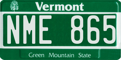 VT license plate NME865