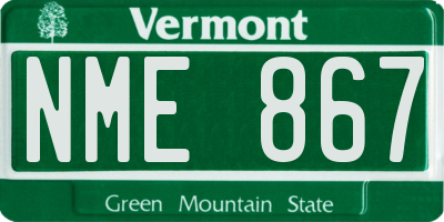 VT license plate NME867