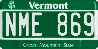 VT license plate NME869