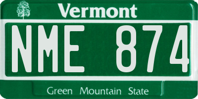 VT license plate NME874