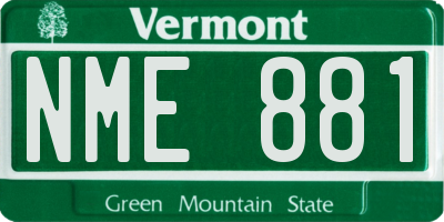 VT license plate NME881