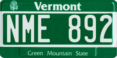 VT license plate NME892