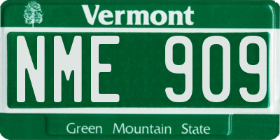VT license plate NME909