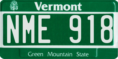 VT license plate NME918
