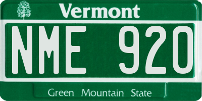 VT license plate NME920