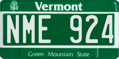 VT license plate NME924