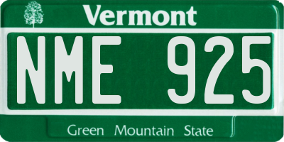 VT license plate NME925
