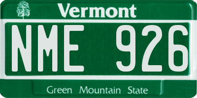 VT license plate NME926