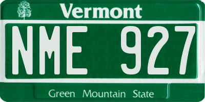 VT license plate NME927