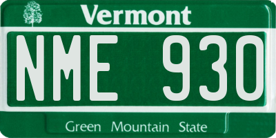 VT license plate NME930