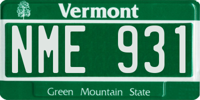 VT license plate NME931
