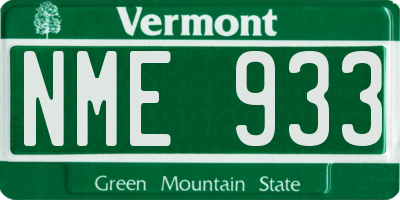 VT license plate NME933