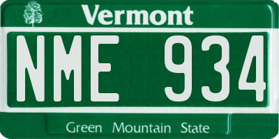 VT license plate NME934